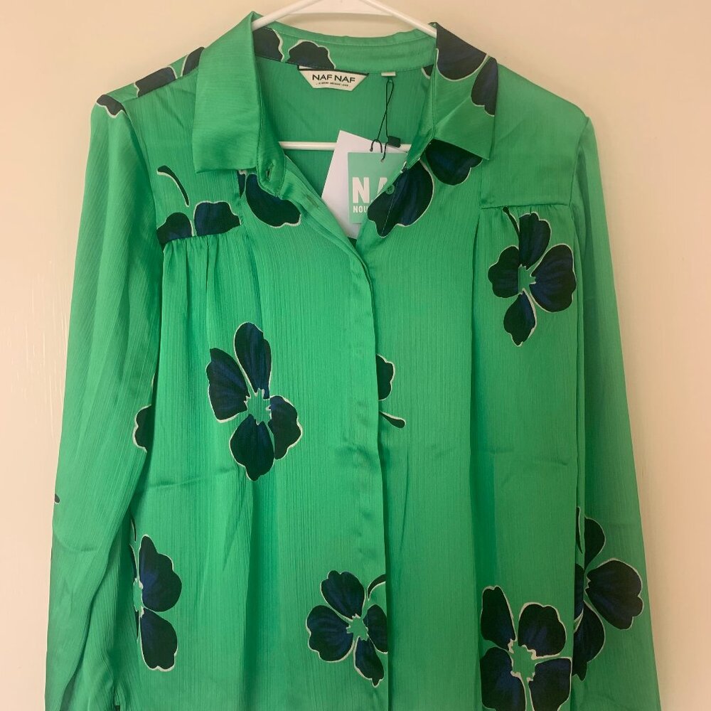 Green Naf Naf blouse shirt new Flowers